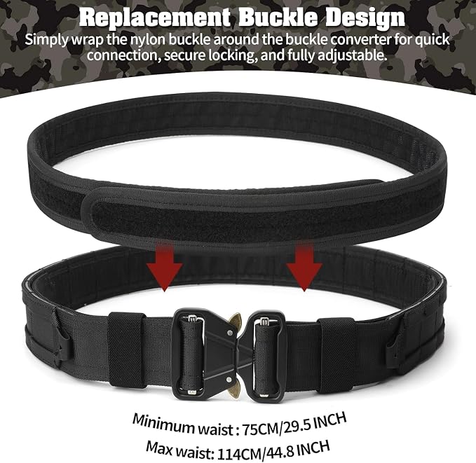 YAKEDA Tactical Battle Belts for Men- Quick Release Trigger Airsoft Belt Heavy Duty Belts with Pouches 7 PCS