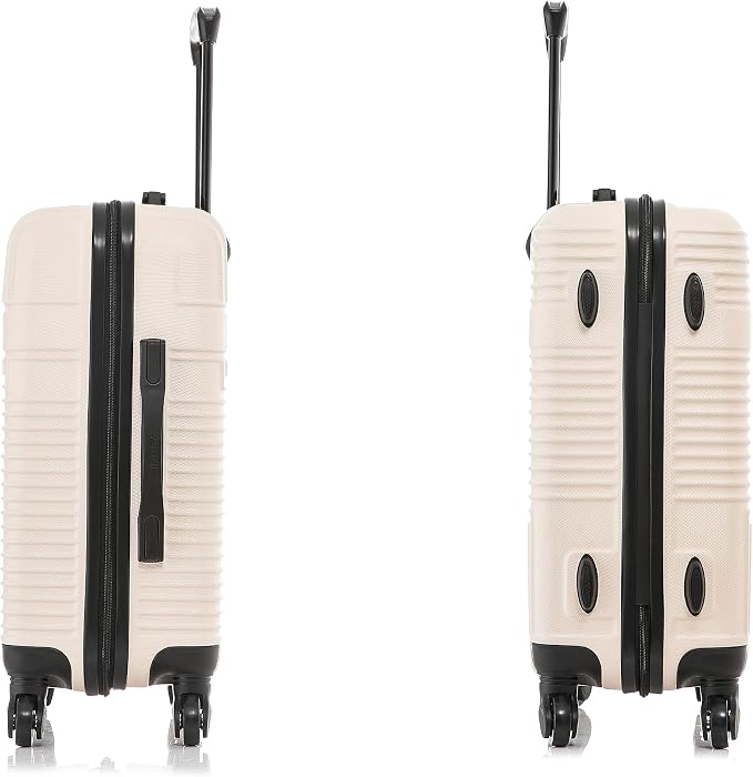 InUSA RESILIENCE Luggage with Spinner Wheels | Durable Lightweight Hardshell Suitcase, Spacious Travel Bag with Handle and Trolley | 20-Inch Carry On Small Luggage | Sand