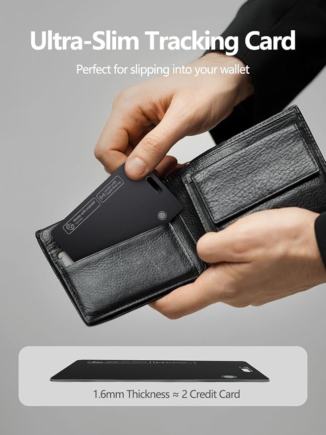 Wallet Tracker Card for Apple & Android, Find My Credit Card Tracker for Wallet, Luggage, Rechargeable Tracking Card Works with Apple Find My & Google's Find Hub (for iOS & Android, 1 Pack)