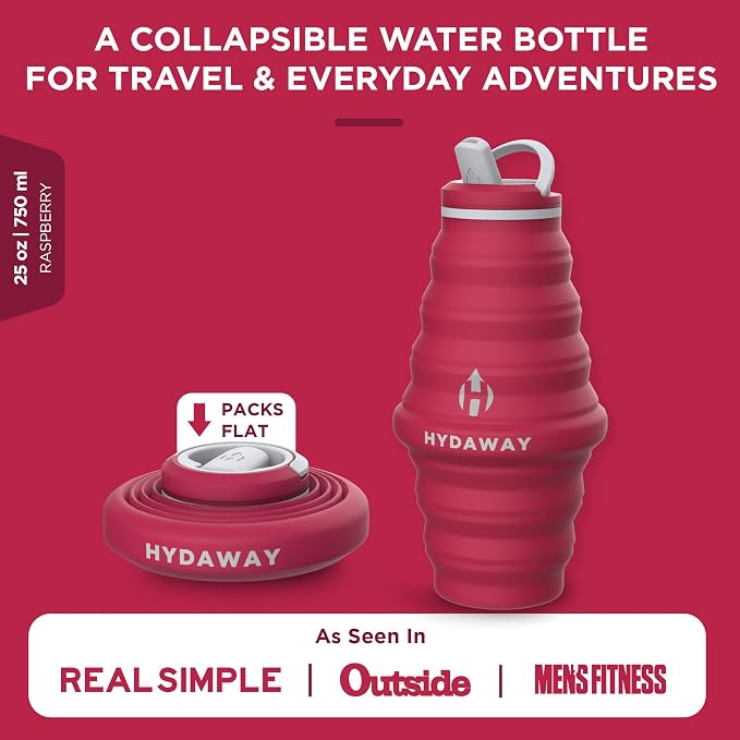 HYDAWAY Hydration Travel Pack - 25oz Collapsible Water Bottle with Flip-Top Lid and Protective Travel Case - BPA-Free, Leak-Resistant, Reusable Bottle for Traveling, Hiking, and Daily Use