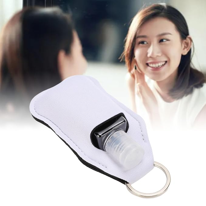 Semme 50pcs Travel Bottles Keychain Holders Set 30ml Small Squeeze Bottles with Keychain Portable Refillable Leakproof for Hand Sanitizer Lotion Toiletries Travel Camping (White)