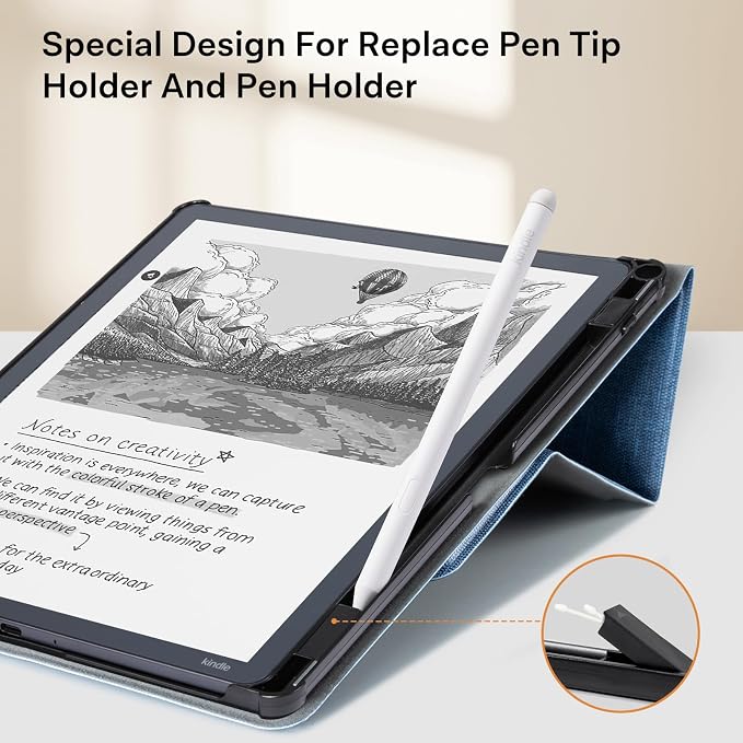 CoBak Case for 11" Kindle Scribe 3rd Generation 2025, Kindle Scribe Colorsoft with Two Viewing Angles - All New PU Leather Cover with Auto Sleep Wake, Pen Holder. Sandy Beige