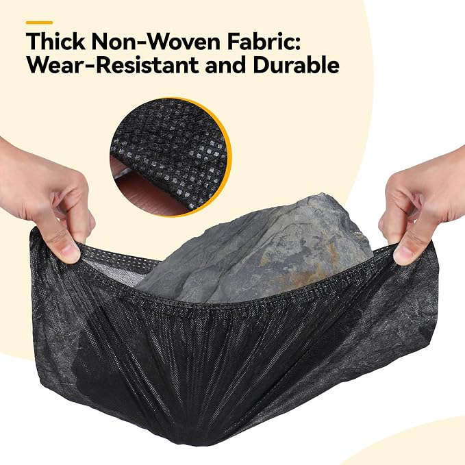 LYSHIYI 100Pcs Shoe Covers Disposable Non Slip, Large Size Non-Woven Boot Covers, Breathable and Durable, Fits US Men 6-14 Size, Reusable Slip-Resistant Booties for Indoors (Black)