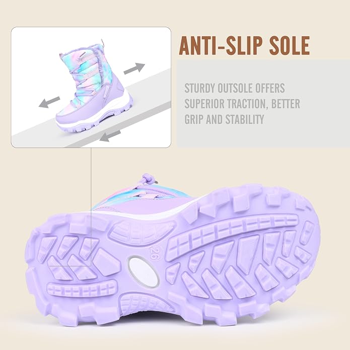 CIOR Winter Snow Boots for Boy and Girl Outdoor Waterproof with Fur Lined(Toddler/Little Kids)
