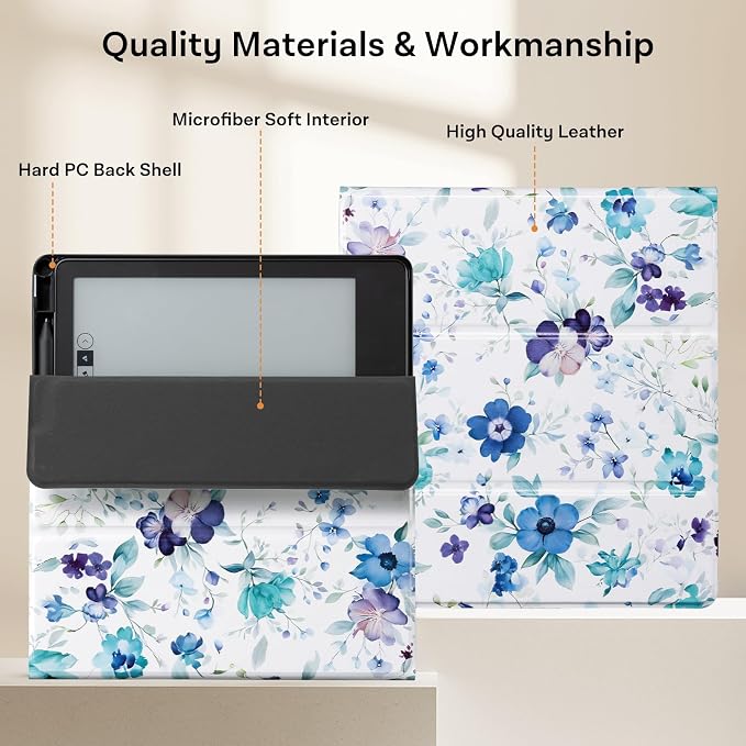 CoBak Stand Case for Kindle Scribe - Premium Folio Leather Cover with Pen Holder, Auto Sleep/Wake - Compatible with 10.2 Inch Kindle Scribe (2022/2024 Release)