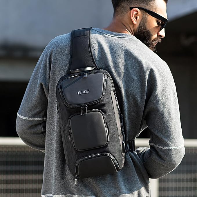 BANGE Sling Bag with USB Charging Port, Waterproof Crossbody Backpack, Lightweight Shoulder Bag Daypack for Travel Work Hiking