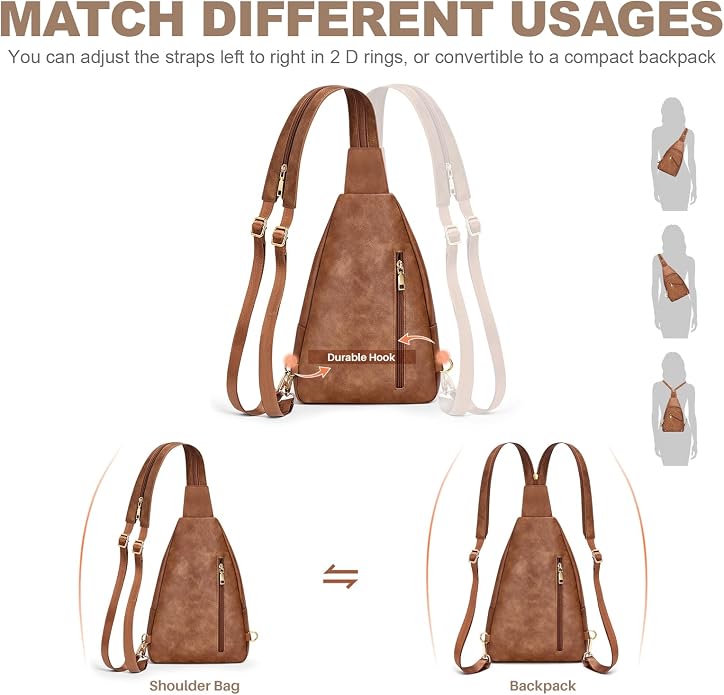 SYTRAH Anti Theft Sling Bag for Women, RFID Crossbody Purses Convertible Sling Backpack, Cross Body Purse Chest Bag