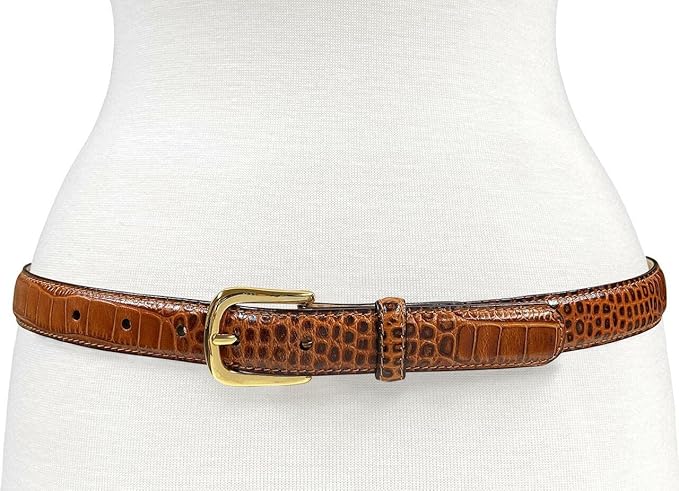 Genuine Full-Grain Cowhide Leather Dress Belt Solid Brass Gold Buckle 1-3/8'' or 1" Wide