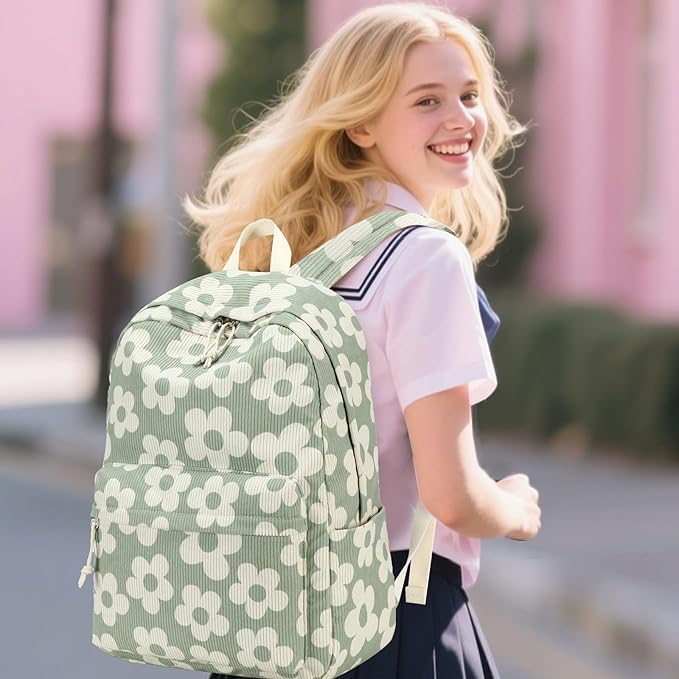 Bluboon School Backpack for Teen Girls Bookbags Elementary High School Corduroy Laptop Bags Women Travel Daypacks
