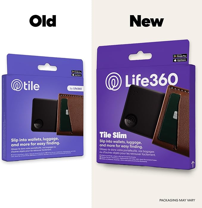 Tile by Life360 Slim - Wallet Finder, Bluetooth Tracker and Item Locator for Luggage Tags, Passports and More. Both iOS and Android Compatible. Phone Finder. 1-Pack (Black)