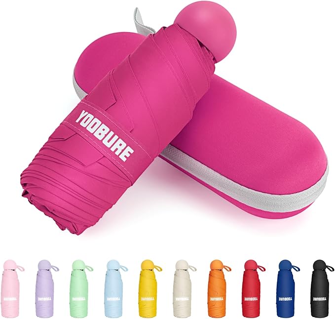 Yoobure Travel Umbrella Portable Compact Umbrellas, Pocket Mini for Purse, Umbrellas for UV Sun & Rain Small for Backpack, Umbrella with Case Folding for Kids Women