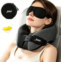 jiaao Neck Travel Pillow Memory Foam 360° Neck Support Pillows for Airplane | Ergonomic Neck Pillow for Long Flight, Airplanes, Cars & Trains, Kit with Eye Mask, Earplugs and Storage Box