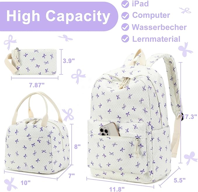 LEDAOU Backpack for Girls School Bag Kids Bookbag Teen Backpack Set Daypack with Lunch Bag and Pencil Case | Kids, Bookbag, Daypack, with Lunch Bag, and Pencil Case