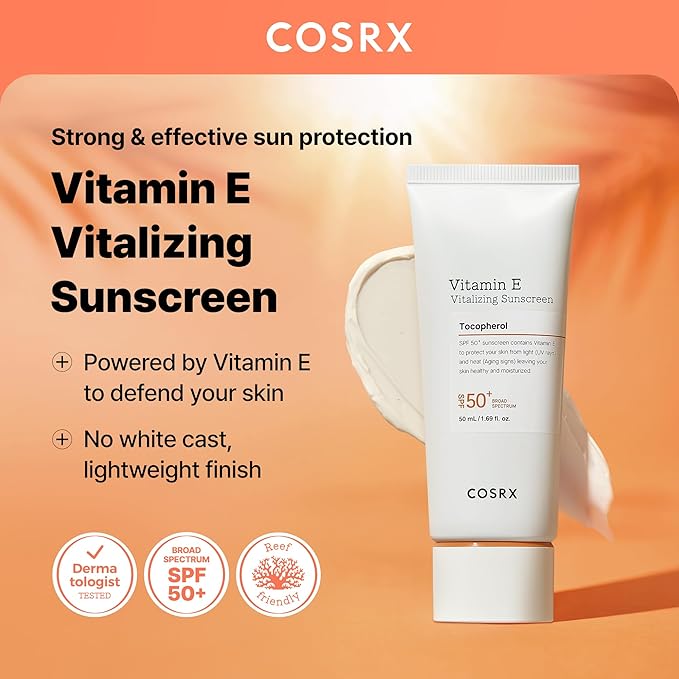 COSRX Vitamin E Sunscreen & Airy Light Clear Sunscreen Stick with Free Keyring, Amazon Exclusive, Korean Sunscreen, Beach Essentials, Travel Essentials, Korean Skincare Set Mothers Day Gifts for Woman