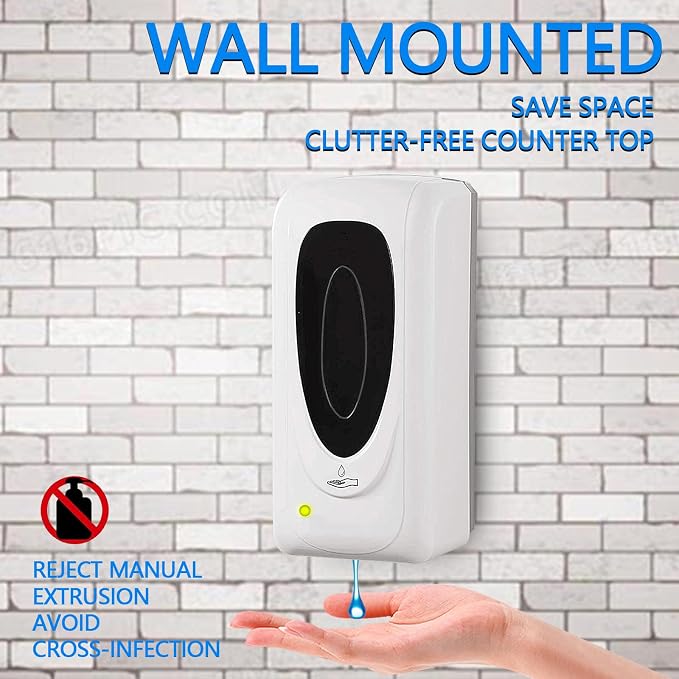 Automatic Soap Dispenser for Kitchen Sink, Commercial Liquid Touchless Soap Dispenser Wall Mounted, Refillable Sensor Hands-Free Dispensers for Office Hotel School Restaurant, 33oz/1000ml