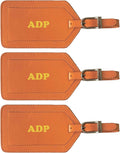 Personalized Monogrammed Leather Luggage Tags - 3 Pack