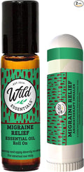 Wild Essentials Migraine Relief 2-Pack – Aromatherapy Roll-On & Nasal Inhaler – Basil, Chamomile, Lavender, Marjoram, Peppermint, Rosemary & Wintergreen – On-The-Go Comfort & Relaxation