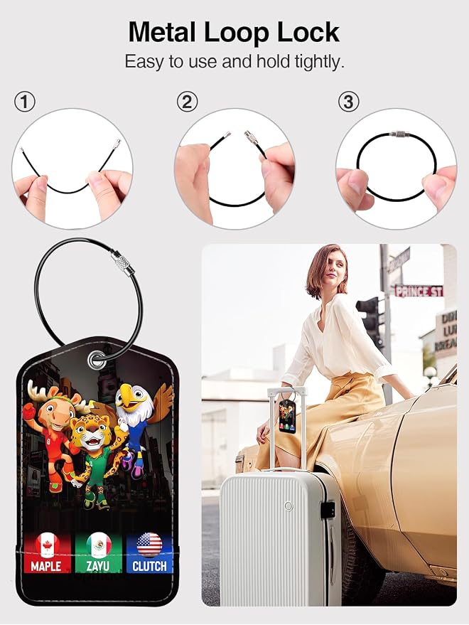 TopMade Smart Luggage Tag with Find My, Premium Leather Luggage Tags for Suitcase, Travel Bags, Backpacks, Anti-Lost Suitcase Tag Tracker for Travel with Privacy Name Card, Rechargeable