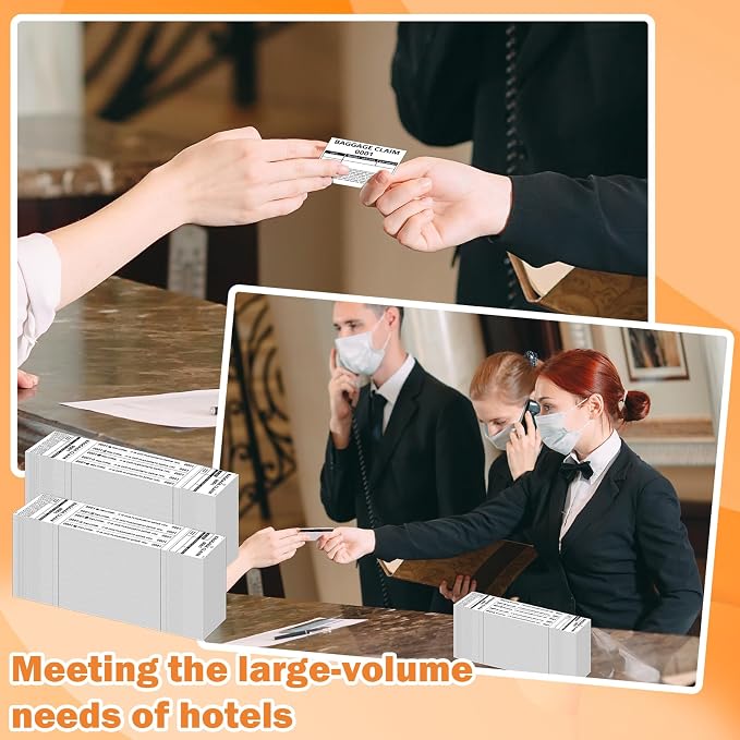 1000 PCS Hotel Luggage Tags Bulk with 5 Matching Numbered Labels Paper Baggage Claim Check Tags with White String &Marker Black Luggage Claim Tickets Coat Check Tickets for Cruise Hotel Baggage Suitca