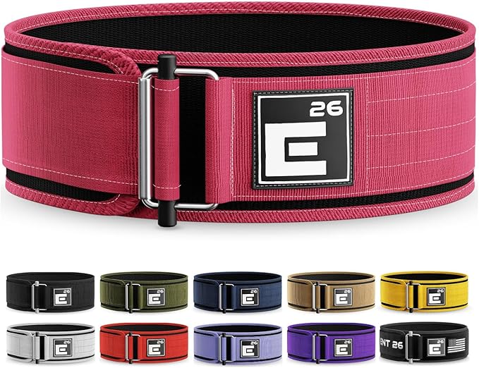 Element 26 Self-Locking Weight Lifting Belt - 4-Inch Nylon Support for Men and Women - Squat and Deadlift - Gym Training