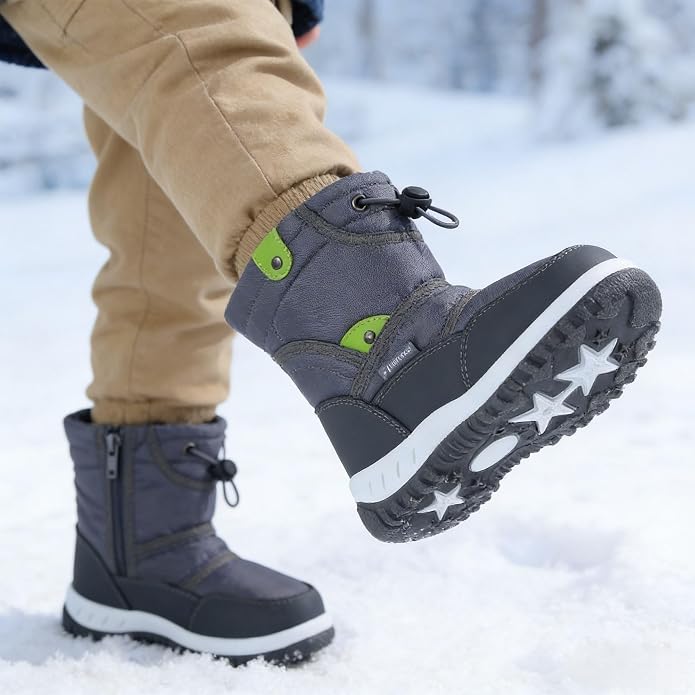 CIOR Winter Snow Boots for Boy and Girl Outdoor Waterproof with Fur Lined(Toddler/Little Kids)