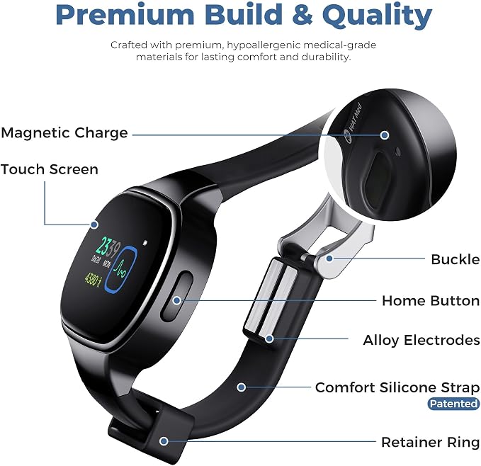 EmeTerm Smart FDA-Cleared Anti-Nausea Wristwatch Touchscreen IP67 Waterproof Morning Motion Sickness Relief Rechargeable Fast Acting Drug Free