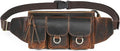 Water Resistant Canvas + Leather Hiking Riding Travel Fanny Waist Pack Small Phone Pouch For Men Women FB811-29 (100% Leather-The 341 Coffee)