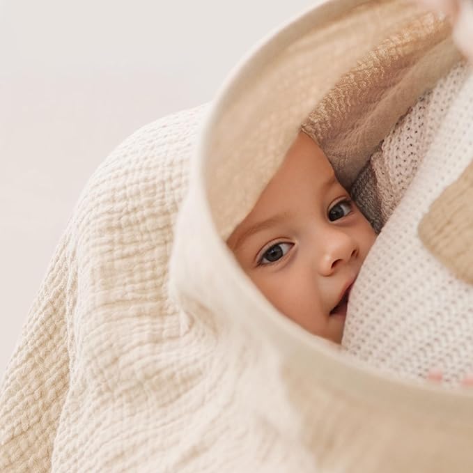 2 Pack Muslin Nursing Cover for Breastfeeding, Soft & Breathable 100% Cotton Breastfeeding Cover up
