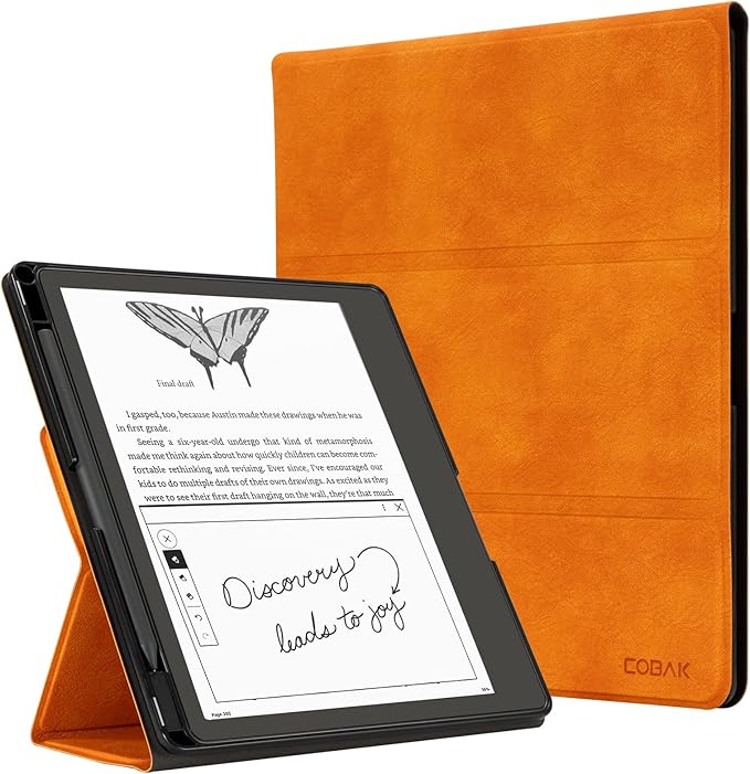 CoBak Stand Case for Kindle Scribe - Premium Folio Leather Cover with Pen Holder, Auto Sleep/Wake, and Stand Feature - Compatible with 10.2 Inch Kindle Scribe (2022/2024 Release)