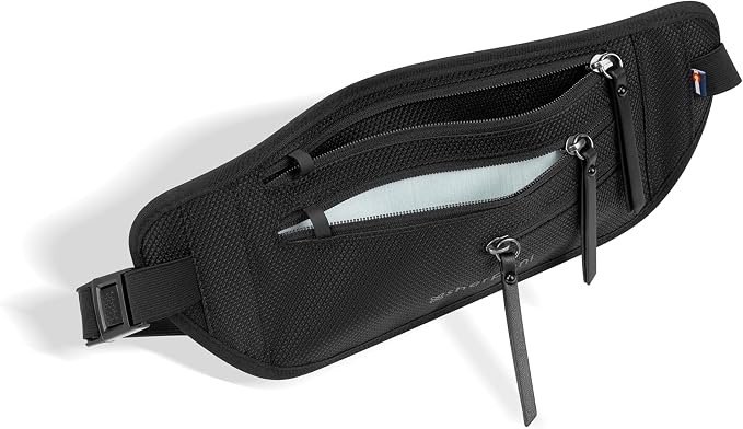 Sherpani Jett, Travel Money Belt, Secure Waist Bag, Slim Passport Holders, Blocking Hidden Wallet Belt Bag, Fanny Pack for Women, Travel Gift, RFID Protection (Carbon Signature)