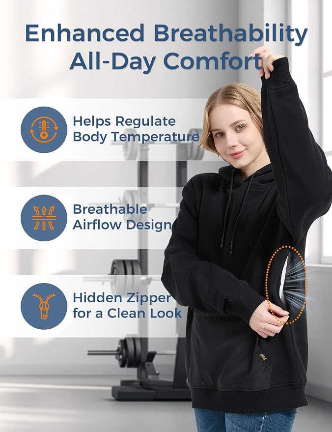 Travel Hoodie with Built-In Eye Mask for Airplane Travel Breathable Comfort Pullover Sweatshirt Multiple Pockets