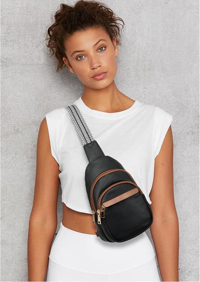 BOSTANTEN Sling Bag for Women Leather Crossbody Bags Fanny Pack Chest Bag for Travel