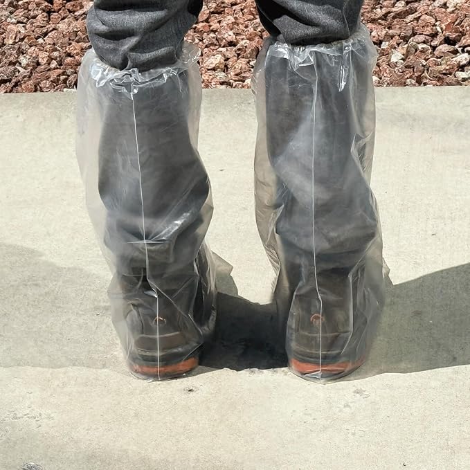 Sandbaggy Waterproof Boot/Shoe Covers - 19" Tall, 3 Mil Disposable - Transparent/Clear (20)