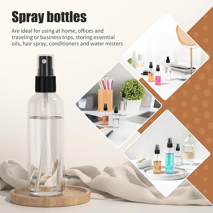 EPHECH 100PCS Small Spray Bottle, Travel Spray Bottle Clear Fine Mist Spray Bottles Plastic Empty Refillable Spray Bottles for Skin Care, Hair Care, Plant Care & Home Cleaning-80ml