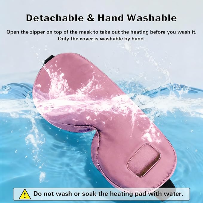 Heated Eye Mask,Cordless Eye Mask for Dry Eyes,Eye Relief, Improved Sleep,Eye Heating Pad for Travel, 4 Heat Levels, 4-Level Timing, Washable Cover, Travel, Gifts for Family(Black) (Purple-Pink)
