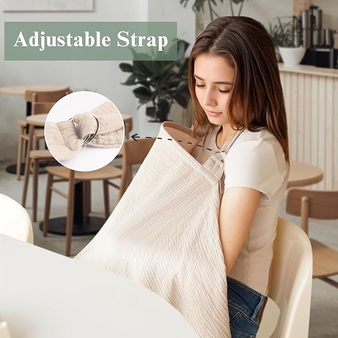 2 Pack Muslin Nursing Cover for Breastfeeding, Soft & Breathable 100% Cotton Breastfeeding Cover up