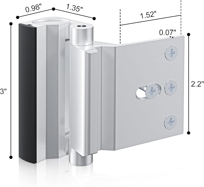 Door Reinforcement Lock Withstands 800lbs of Force - Silver Extra Proof Door Lock for Kids Safety Drilling Required, Prevents Unauthorized Entry, Add a Door Security Lock for Home Safety & Privacy
