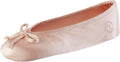 Isotoner Women's Satin Ballerina Slippers with Classic Ribbon Bow and Suede Sole