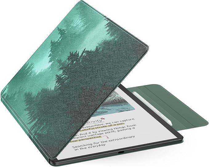 MoKo Magnetic Case for All-New 11" Kindle Scribe 2025(3rd Generation) & Kindle Scribe Colorsoft 2025(1st Gen) - Slim Folio Premium PU Leather Cover with Pen Clasp & Auto Sleep Wake, Green Forest