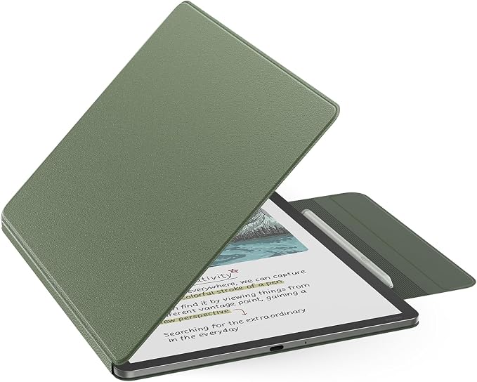 MoKo Magnetic Case for All-New 11" Kindle Scribe 2025(3rd Generation) & Kindle Scribe Colorsoft 2025(1st Generation) - Slim Folio Premium PU Leather Cover with Pen Clasp & Auto Sleep Wake, Celadon