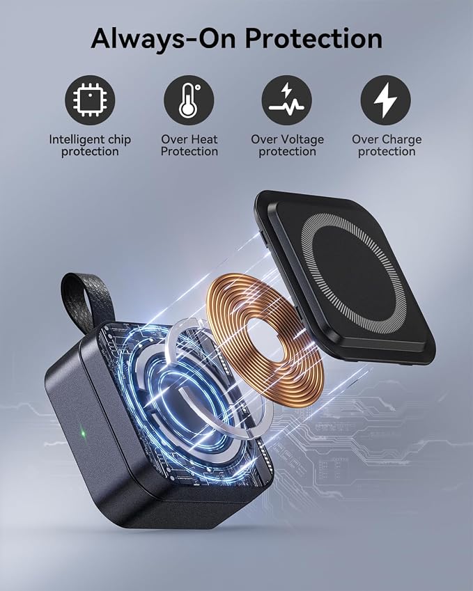 3 in 1 Wireless Charging Station for Apple Devices, Magnetic Foldable Travel Fast Charger Stand Compatible with MagSafe for iPhone Air/17/16/15/14/13/12 Series, Apple Watch & AirPods Pro/4/3/2-Black