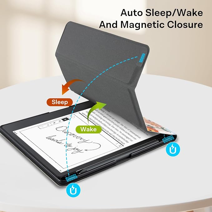 CoBak Stand Case for Kindle Scribe - Premium Folio Leather Cover with Pen Holder, Auto Sleep/Wake - Compatible with 10.2 Inch Kindle Scribe (2022/2024 Release)
