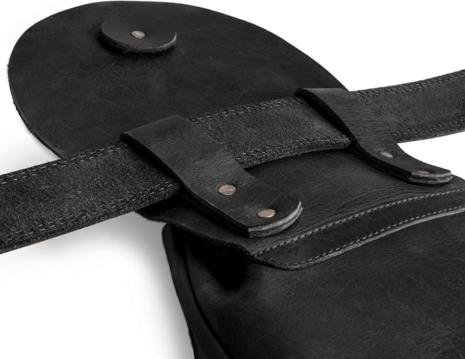 Bushcraft Bag, Portable Safe Pouch for Securely Storing Money, Coins, Bills, Valuables, Full Grain Leather, Handmade (Charcoal Black)