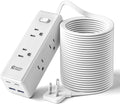 25 Ft Extension Cord with Multiple Outlets, Long Extension with 6 Outlets 4 USB Ports(2 USB C), Flat Plug Surge Protector Power Strip for Home, Office Supplies, Dorm Essentials