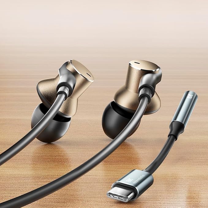 Wired Earbud In Ear Headphones With Mic Noise-canceling Call,Deep bass Hi-Fi Noise Cancellation Earbuds Wired Immersive Bass Dual-unit Earphones compatible with iPhone 15 16 17 Pro Max Air Android etc