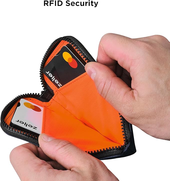 ALPAKA Zip Card Pouch - Card Wallet and Coin Pouch - Holds 12-20 Cards and Cash Holder with Blue Axoflux, RFID Blocking Weatherproof Material
