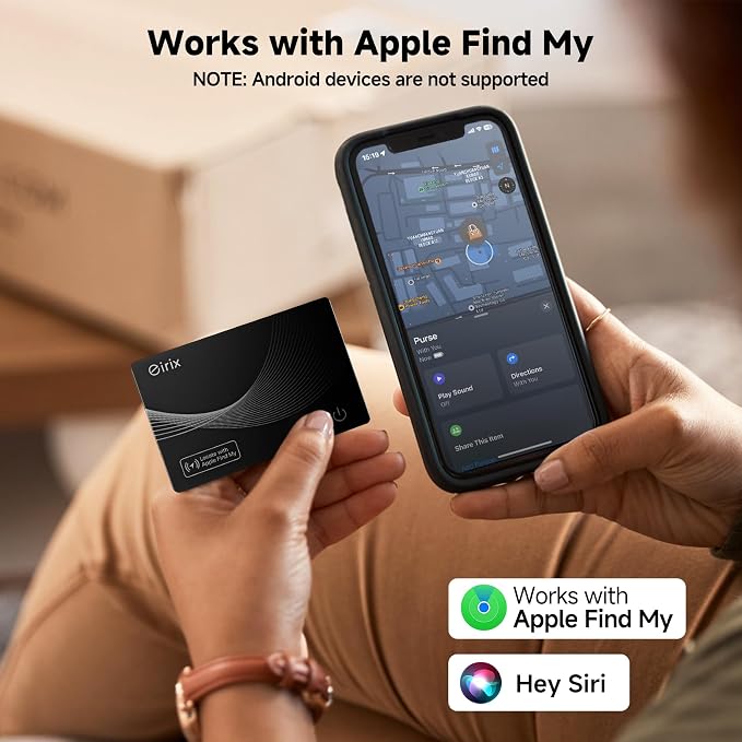2026 [Apple MFi Certified] (iOS Only) Wallet Tracker Card, Rechargeable Thin Finder, Works with Apple Find My (iOS Only), Item Locator for Luggage Tags, Passports, Phone (Black, 2 Pack)