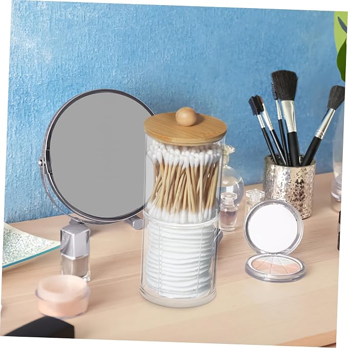 3pcs Cotton Pad Dispenser Storage Box Makeup Organizer for Cotton Swabs Puff and Accessories Portable Round Container for Vanity and Travel Elegant Design Stackable Layers