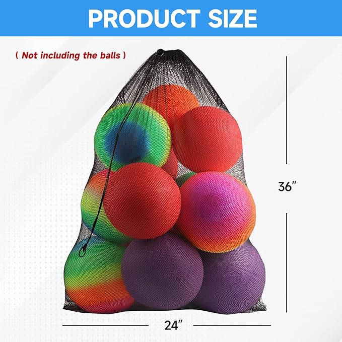 GSE Games & Sports Expert 24x36/30x40 X-Large Mesh Sports Equipment Drawstring Bag for Soccers, Basketballs, Footballs