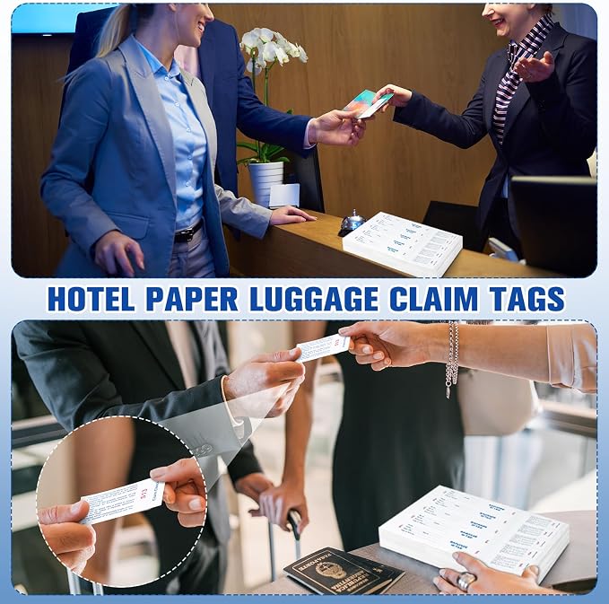 Feifeiya 1000 Hotel Luggage ID Tags with Transfer Tape on Back Paper Baggage Claim Check Tags Numbering from 000 to 999 Baggage Identification for Hotel Suitcase Motel Bag(White)